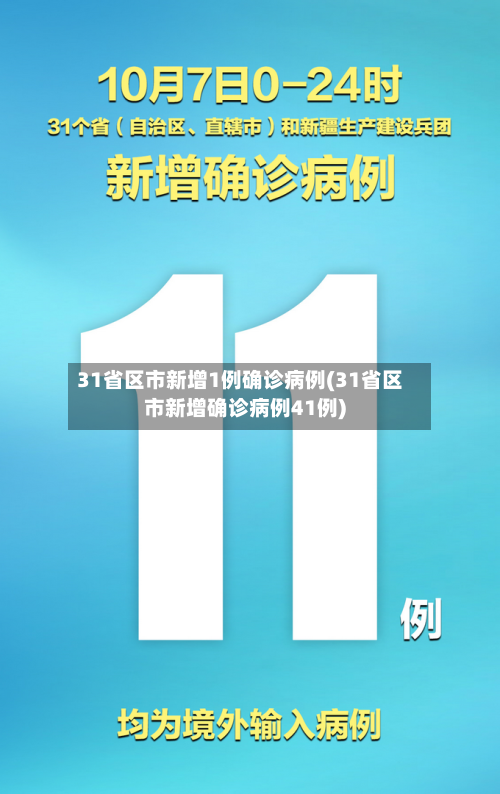 31省区市新增1例确诊病例(31省区市新增确诊病例41例)