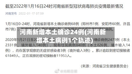 河南新增本土确诊24例(河南新增本土病例1个轨迹)