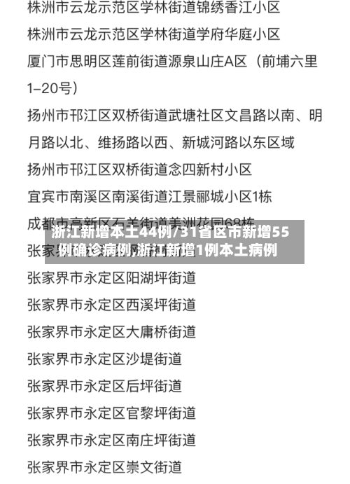 浙江新增本土44例/31省区市新增55例确诊病例,浙江新增1例本土病例-第2张图片