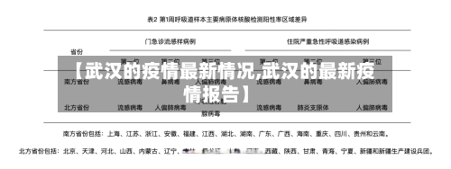 【武汉的疫情最新情况,武汉的最新疫情报告】