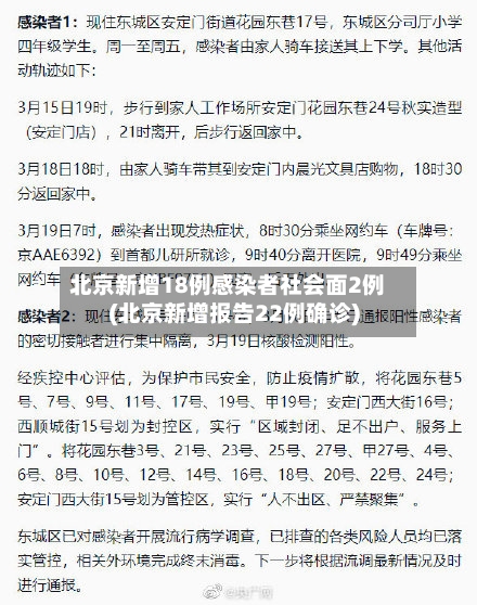 北京新增18例感染者社会面2例(北京新增报告22例确诊)